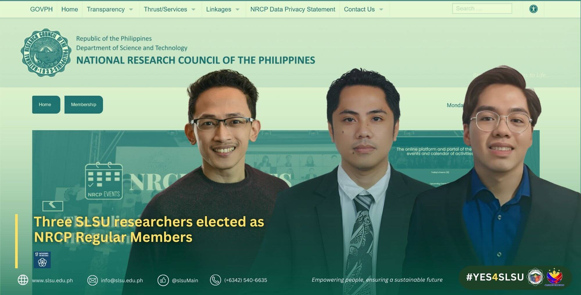 Three SLSU Researchers Elected as NRCP Regular Members | Southern Luzon ...