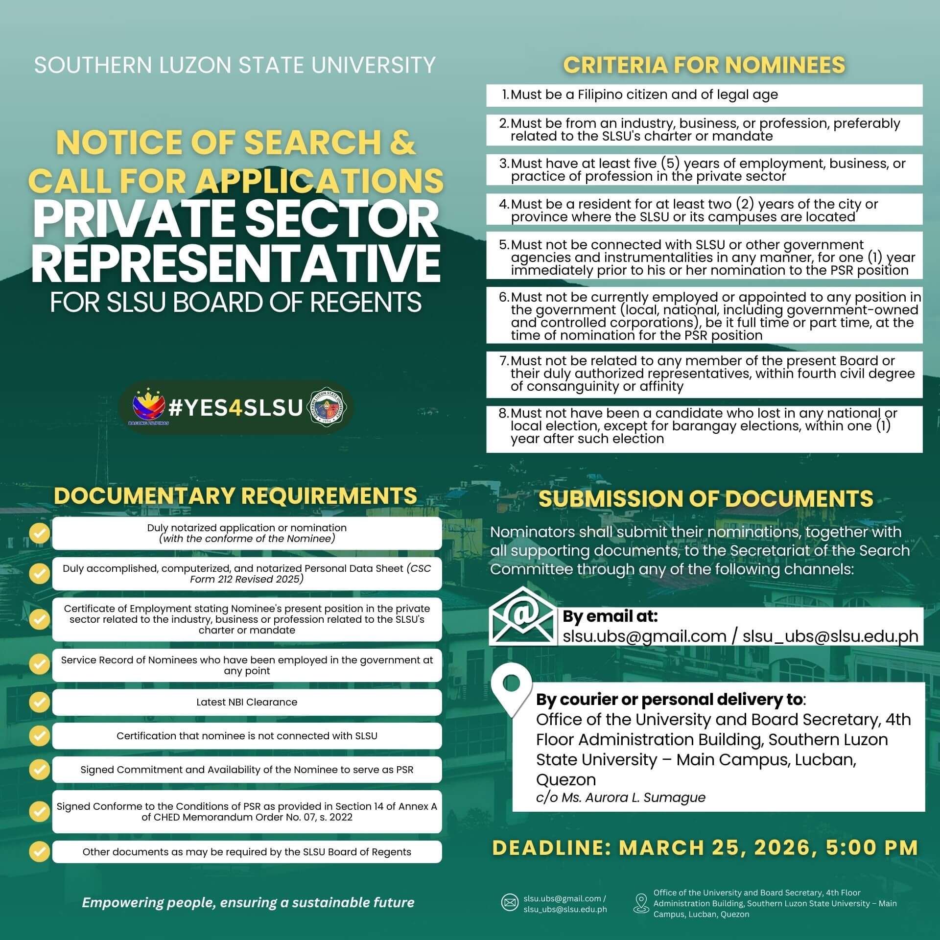The search for one Private Sector Representative (PSR) and the call for applications are now open!