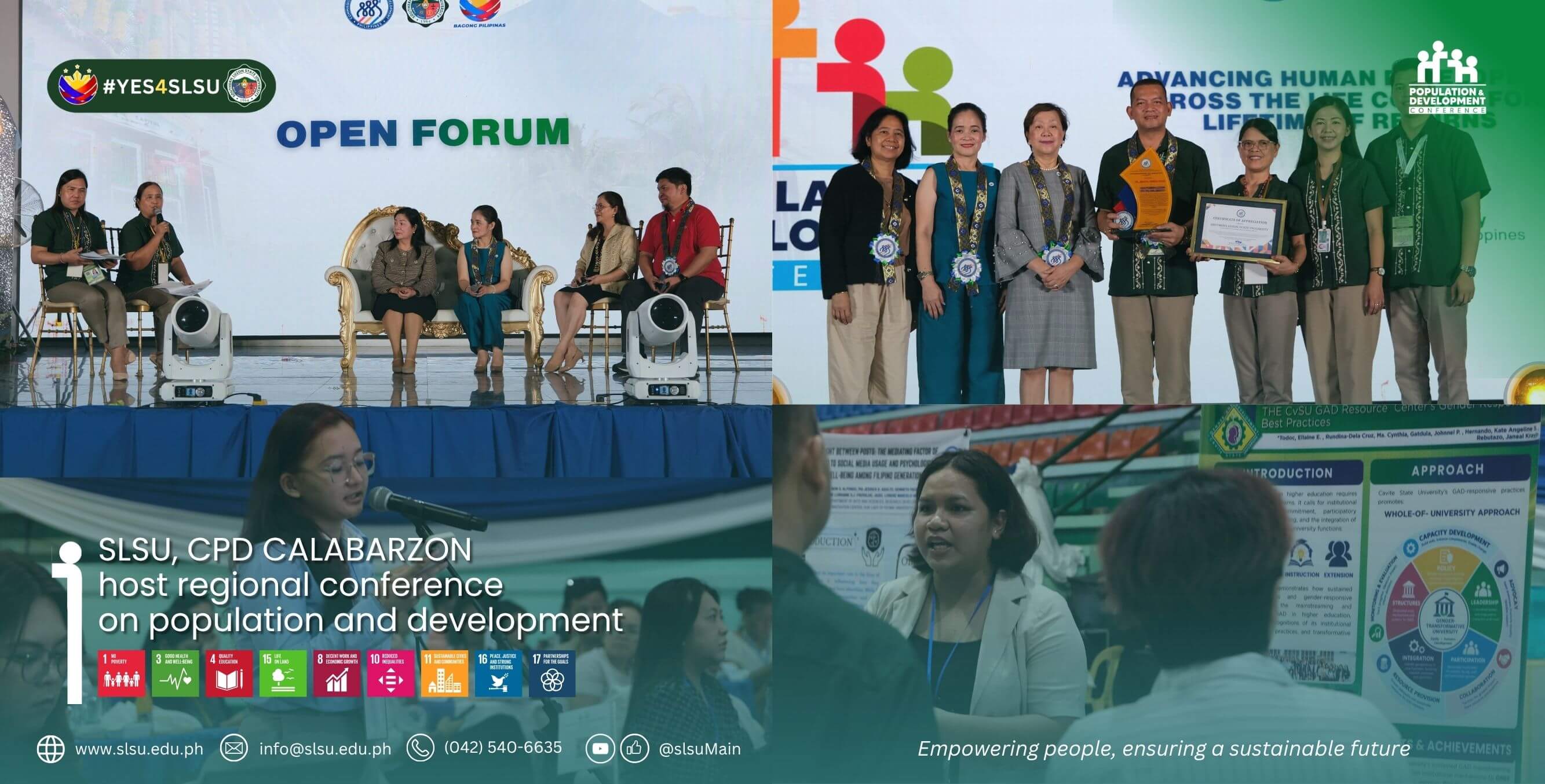 CALABARZON Regional Conference on Population and Development co-hosted by CPD CALABARZON and SLSU.
