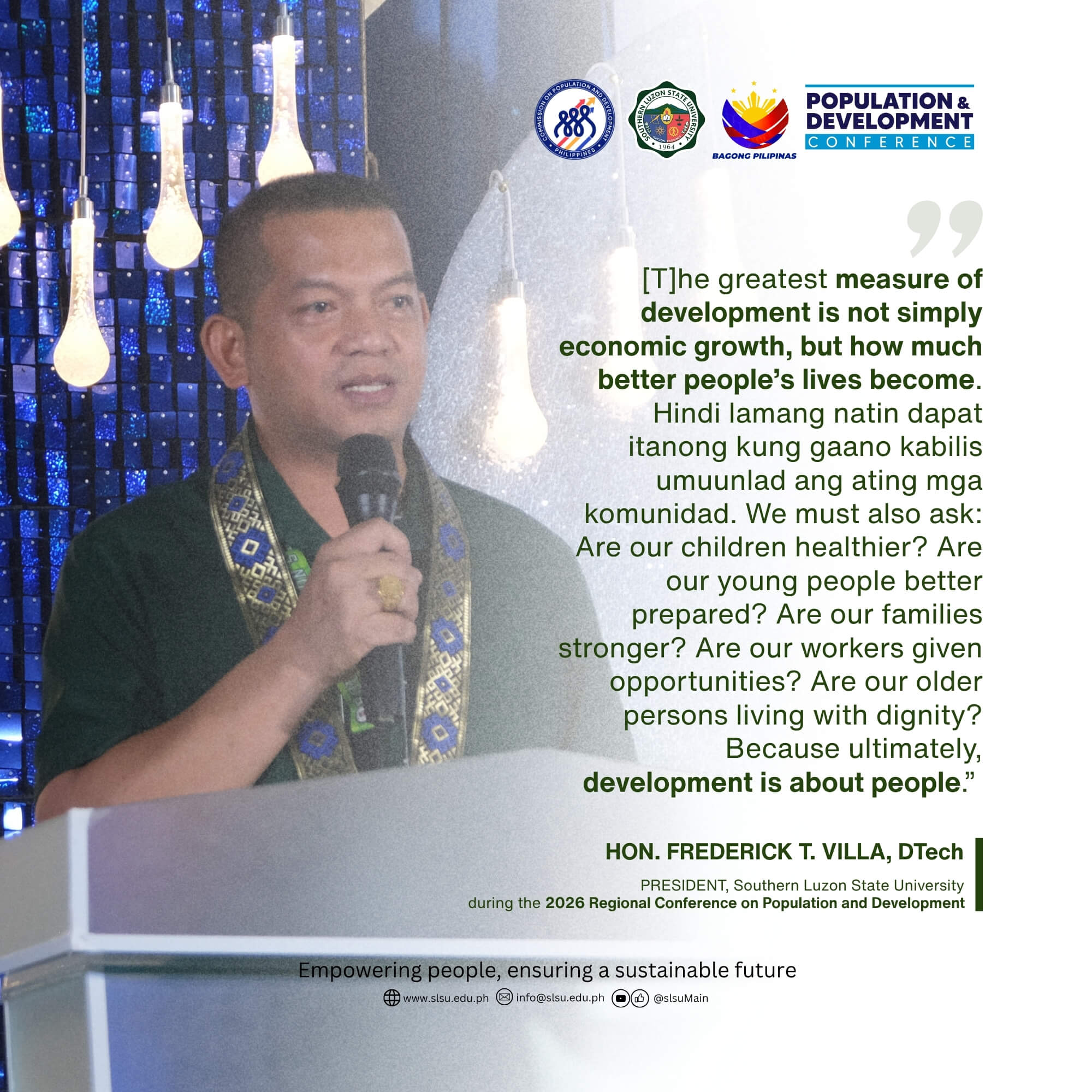 SLSU and CPD CALABARZON Regional Conference on Population and Development