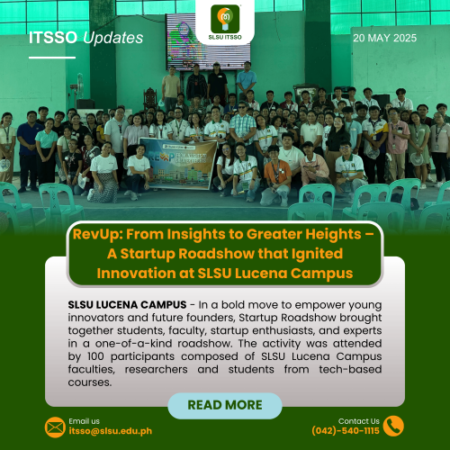 RevUp: From Insights to Greater Heights – A Startup Roadshow that Ignited Innovation at SLSU Lucena Campus